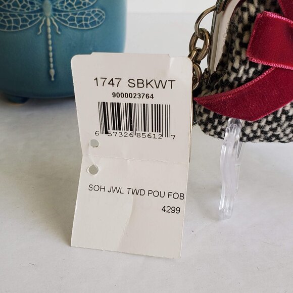 NWT Coach Soho Tweed Mini Kisslock Pouch/Key Fob - Black & White - Picture 3 of 12